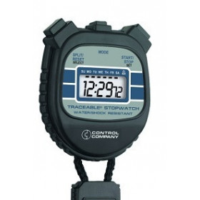 Cronometro digital con pantalla LCD   de uso general, resistente al agua  y golpes para 24 horas. 23 hr., 59 min. 59 seg.