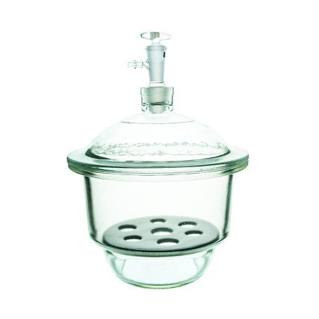 Desecador de vidrio con llave - 24 cm.