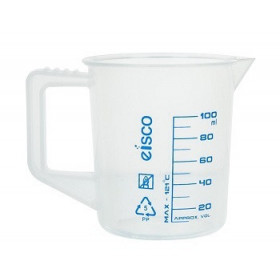 Jarra medidora, 100 ml. Forma corta, serigrafiada