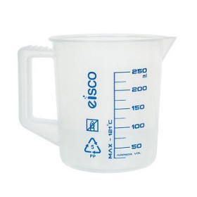 Jarra medidora, 250 ml. Forma corta, serigrafiada