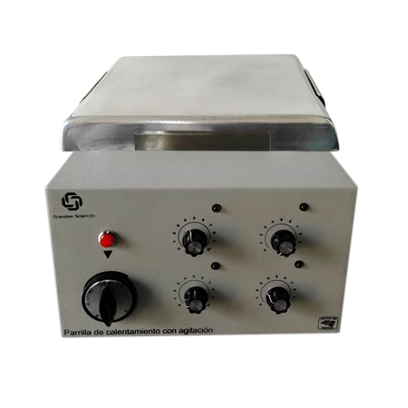 Parrilla de calentamiento c/agitacion para 4 lugares, placa de aluminio 30x30 cm, 100-1500 rpm