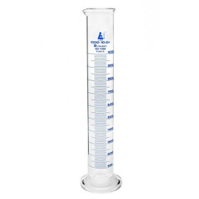 Probeta de vidrio graduaciones azules - clase B -  1000 ml. - base redonda