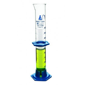 Probeta de vidrio graduaciones azules - clase B - 100 ml. - base hexagonal