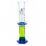 Probeta de vidrio graduaciones azules - clase B - 100 ml. - base hexagonal