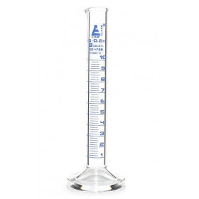 Probeta de vidrio graduaciones azules - clase B -  10 ml. - base redonda