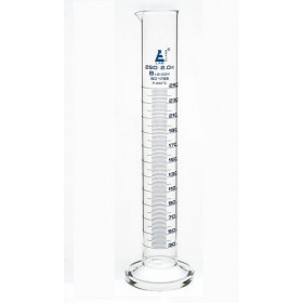Probeta de vidrio graduaciones azules - clase B -  250 ml. - base redonda