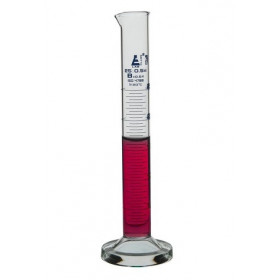 Probeta de vidrio graduaciones azules - clase B -  25 ml. - base redonda