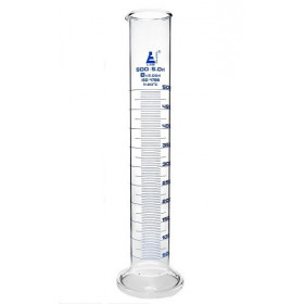 Probeta de vidrio graduaciones azules - clase B -  500 ml. - base redonda