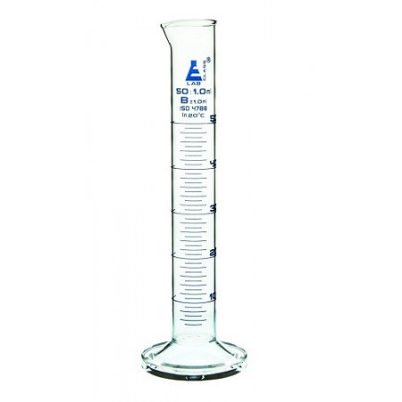 Probeta de vidrio graduaciones azules - clase B -  50 ml. - base redonda